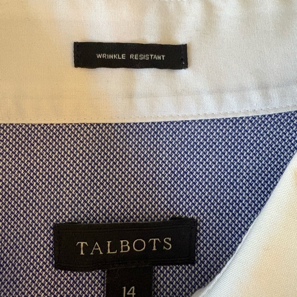 Talbots women’s Blue Tuxedo Shirt with White Details - Picture 2 of 3